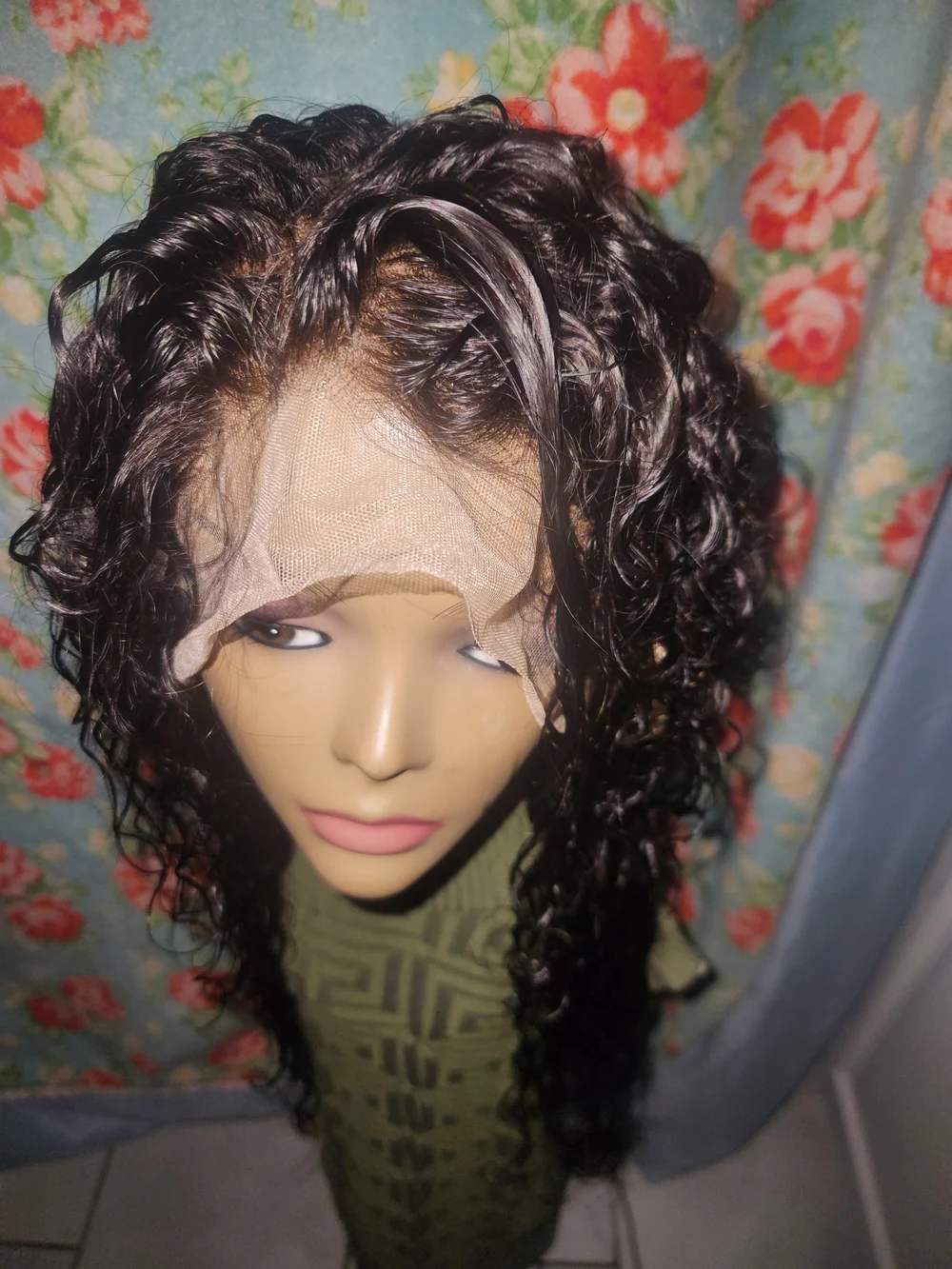 Natural Long Curly Lace Front Wig - Human Hair